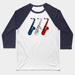 Saxophone French Flag Saxophonist Sax Player France Baseball T-Shirt